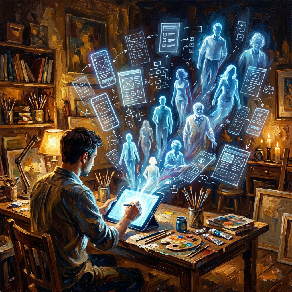 UX designer using AI personas for rapid prototype testing and research